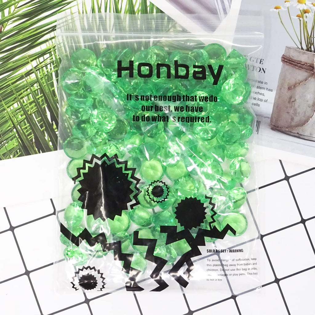 Honbay 100PCS 20mm Acrylic Faux Diamond Crystal Treasure Gems for Table Scatters, Vase Fillers, Event, Wedding, Bridal Shower, Birthday Decoration Favor, Arts & Crafts and More (Green)
