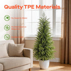 3FT Potted Outdoor Topiary Set of 2, UV Resistant Artificial Outdoor Plants with Cement-Filled Planter Base, Artificial Trees for Front Porch Outside Home Decor Indoor Tall Fake Plants Faux Tree