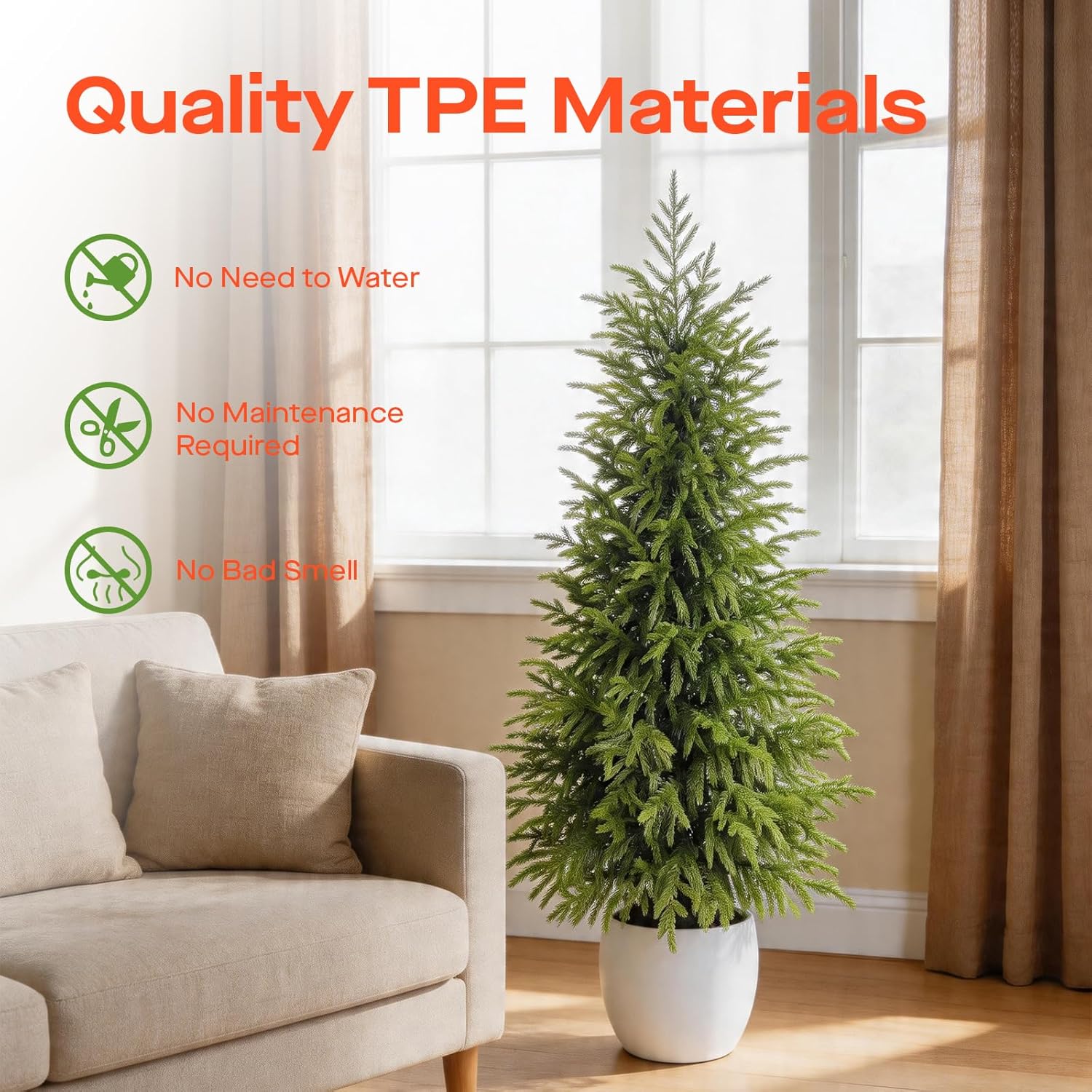 3FT Potted Outdoor Topiary Set of 2, UV Resistant Artificial Outdoor Plants with Cement-Filled Planter Base, Artificial Trees for Front Porch Outside Home Decor Indoor Tall Fake Plants Faux Tree