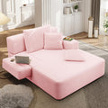 60.2" Oversized Chaise Lounge Chair, Boneless Corduroy Cloud Couch, Deep Seat Convertible Sofa Bed with 3 Pillows, Wide Armrests, Side Pocket, No Assembly (Baby Pink)