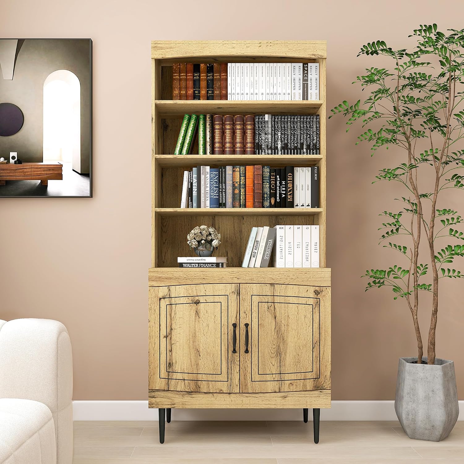 72" Kitchen Pantry Cabinet, Tall Storage Cabinet, Pantry Cupboard with Doors and Adjustable Shelves, Modern Utility Pantry Cabinet for Dining Room, Li
