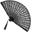 Sewroro Black Lace Folding Fan, Spanish Victorian Hand Fan, Bamboo Lace Foldable for Summer Wedding Party Favor And Fancy Dress
