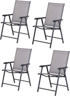 Outsunny Folding Outdoor Patio Chairs Set of 4 Stackable Portable for Deck, Garden, Camping and Travel