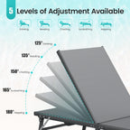 Amopatio Foldable Patio Lounge Chairs Outdoor Portable Pool Chaise Lounge Set of 2 with Side Table for Outside, Weather Resistant, 5-Position Adjustable Backrest, 400 LBS Capacity,Gray