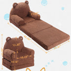 MOMCAYWEX Kids Sofa, Sherpa Couch with Tri-Layer Foam Cushions, Comfy Seating for Kids Age 18 Months and Up, Brown