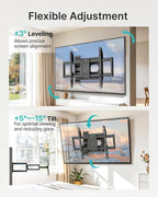 Pegzone Long Arm TV Wall Mount for 37-86 Inch TVs, 38 Inch Extra Long Extension TV Bracket, Swivel Tilt Full Motion TV Wall Mount Fit Max VESA 600 x 400mm, Heavy Duty Up to 110lbs, Single Stud