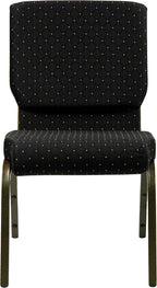 Flash Furniture 4 Pack HERCULES Series 18.5''W Stacking Church Chair in Black Dot Patterned Fabric - Gold Vein Frame