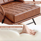 VECELO Rocking Chair Nursery, Over Size Leather Glider Rocker with High Backrest, Upholstered Removable Back, Brown