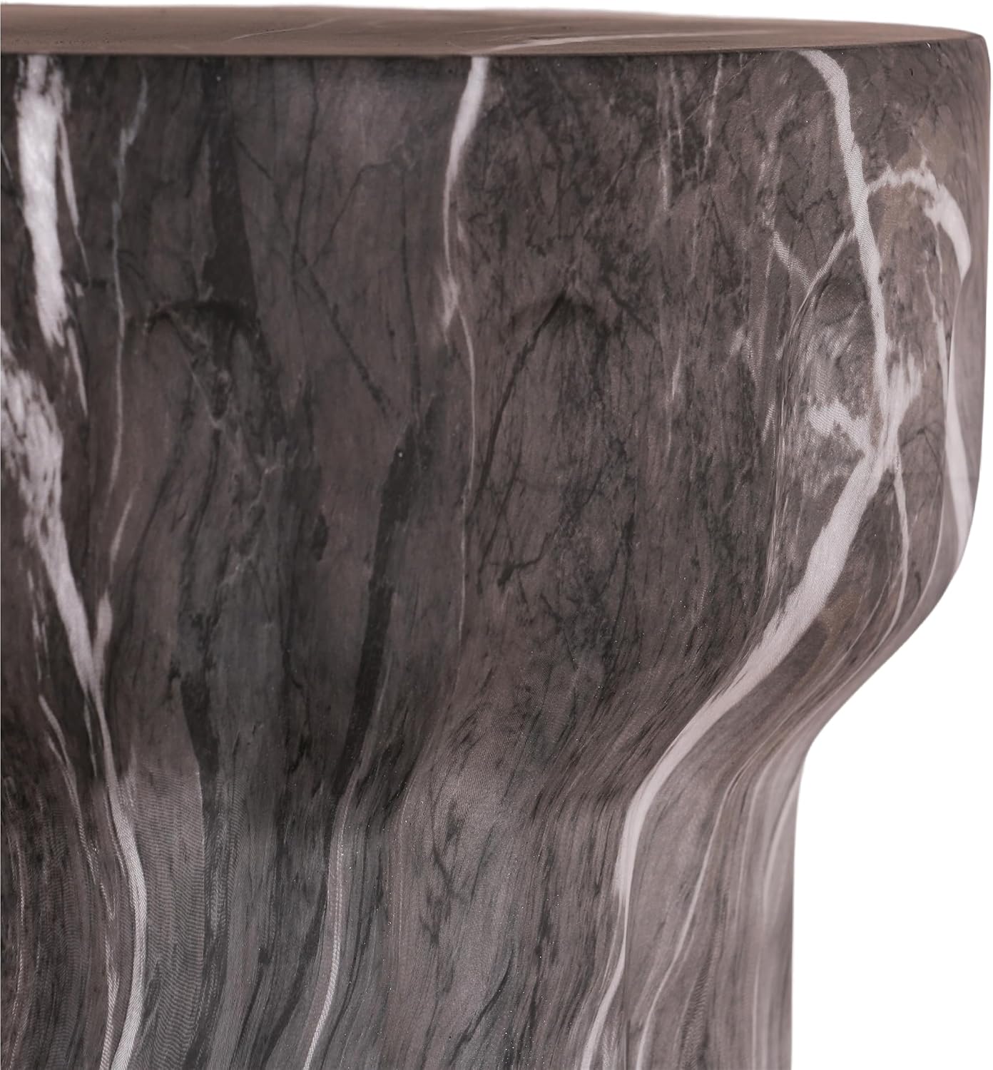 16" Weatherproof Side Table, End Table with Modern Geometry, Accent Table with Faux Terrazzo for Patio and Indoor Spaces, Marble