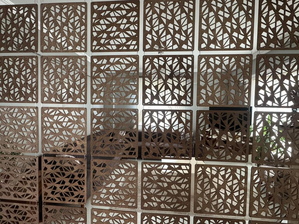 Ceiling Hanging Room Divider Panels, Walnut