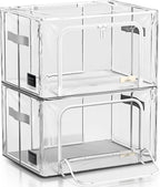 Sorbus Storage Bins with Metal Frame - Stackable & Foldable Clothes Organizer Bags - Clear Soft Plastic Storage Containers (2 Pack, Medium)