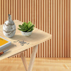 PJ Wood - 5-Pack Folding TV Tray Tables - Wooden Set with Storage Rack | Solid Rubberwood, 19.09 x 14.57 in Surface, 26 in Height, 3 in Collapsed Thickness, Stand Included, Indoor Use