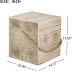 Stone Side Table,Round Faux Marble Side Table,Modern Small Stone End Table for Balcony (wood-28)