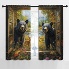 Black Bear Boy Girls Blackout Curtains, Country Farmhouse Hunting Cabin Animal Rustic Farm Nature Landscape, 2 Panel Rod Pocket Thermal Insulated Drapes for Bedroom Living Kids Room Deco 42x45 inch