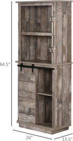 Freestanding Rustic Kitchen Buffet Cabinet, Pantry Storage Cabinet with Sliding Barn Door, Adjustable Shelf, Vintage Wood,for Kitchen