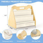 Solid Pine Wood Kids Bookshelf, Double-Sided Nursery Book Shelves, Portable Toddler Bookshelf, Montessori Bookcase, Book Shelf for Kids Rooms, Childrens Book Storage Display for Bedroom Classroom