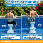 24" Pool stools for Underwater,Pre-Weighted Pool Stools with Foot Rest,Waterproof Patio Furniture with Adjustable Feet for Poolside Seats for Edge,1PC