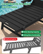 YEFU Lounge Chair Outdoor Set of 2: Outdoor Chaise Lounge with 5-Level Adjustable Backrest, Cup Holders & Wheels, All-Weather Resistance Chaise Lounge for Outside/Patio/Beach/Deck, Black