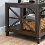 Set of 2 Large Solid Wood End Tables with Tempered Glass Top, 28" x 24" Farmhouse Side Tables, Vintage Walnut for Living Room, Bedroom, Office