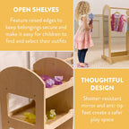 Back2School Express Double-Sided Dress-Up Center with Mirror, Clothing Rack, Natural