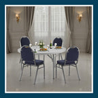 OEF Furnishings OEF9254-SV/2 Commercial-Grade Dome Back Banquet Stack Chair (Blue Fabric, Silver Powder-Coated Frame, 2-Pack)