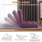Floor Chair with Back Support Folding Chair with 6 Adjustable Position, Padded Sleeper Bed, Floor Gaming Chair, Meditation Chair for Adults