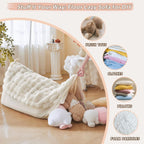 LIFEREVO Faux Rabbit Fur Stuffed Animal Bean Bag Storage (No Filler), Soft Waffle Bubble Beanbag Chair Cover for Cushion Home Decor, Furry Floor Lounger Plush Toys Organizer for Kids Girls, Lavender