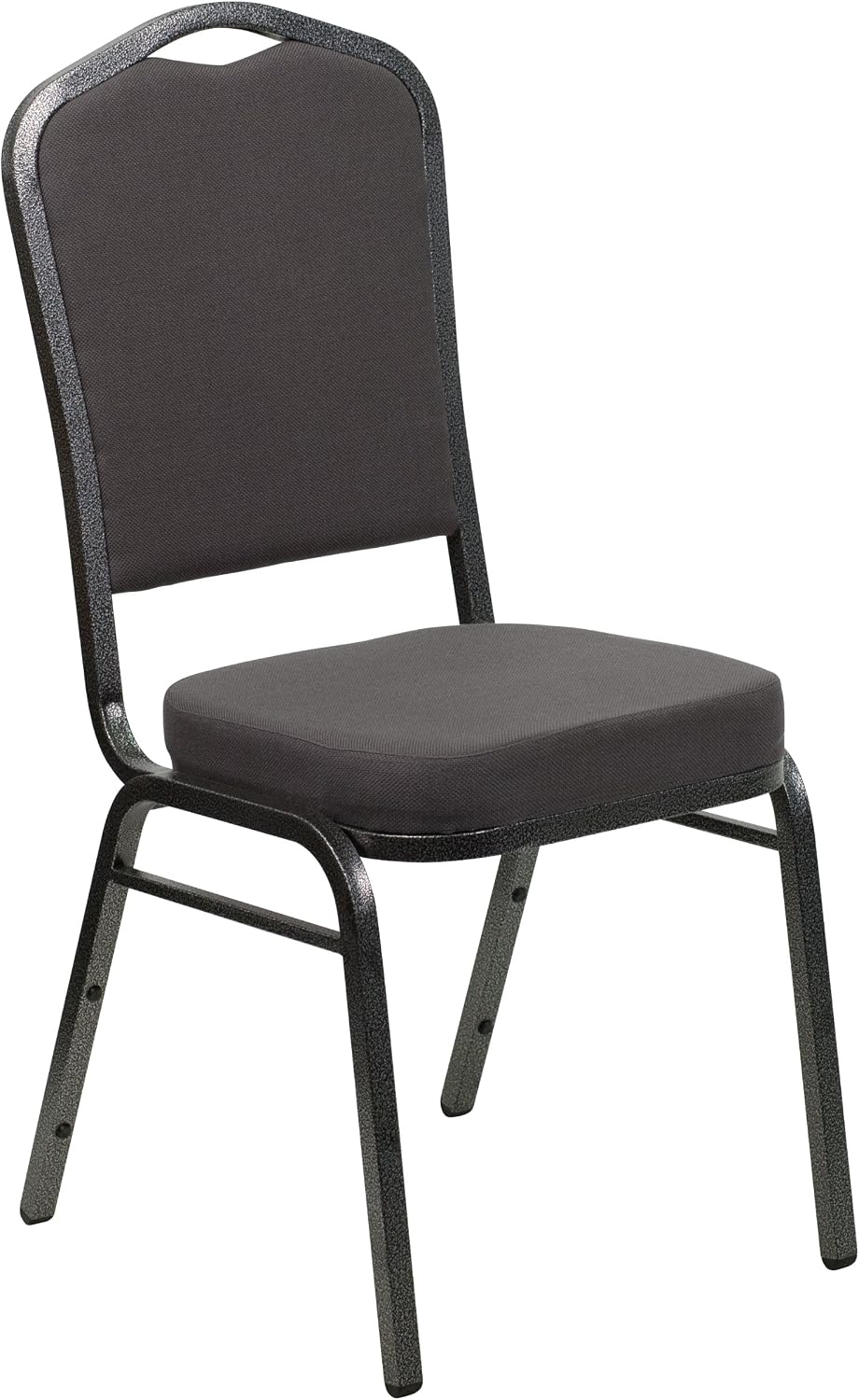 BizChair Crown Back Stacking Banquet Chair, Gray Fabric/Silver Vein Frame