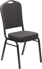 BizChair Crown Back Stacking Banquet Chair, Gray Fabric/Silver Vein Frame