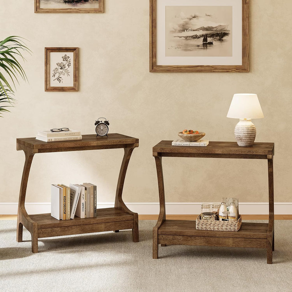 Solid Wood End Table with Storage Shelf, Small Accent Table for Living Room, Bedroom, or Office, Easy Assembly, Compact Side Table for Tight Spaces