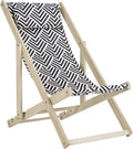 SAFAVIEH Outdoor Collection Rive White Wash and Navy Foldable Sling Chair