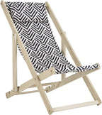 SAFAVIEH Outdoor Collection Rive White Wash and Navy Foldable Sling Chair