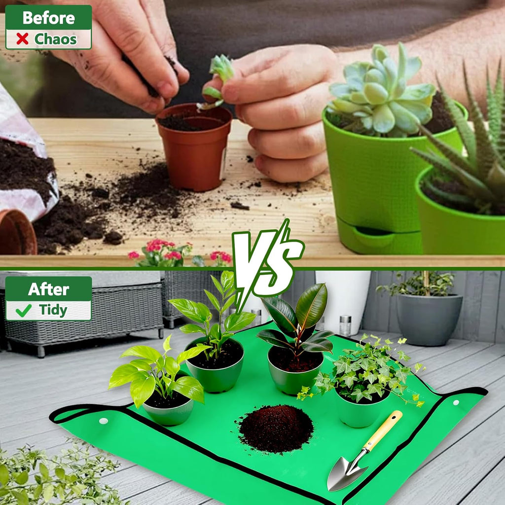 Repotting Mat for Indoor Plant Transplanting and Mess Control, Thickened Waterproof Potting Tray Foldable Succulent Potting Mat Portable Gardening Mat Garden Gifts for Women & Men, 27"x 27"