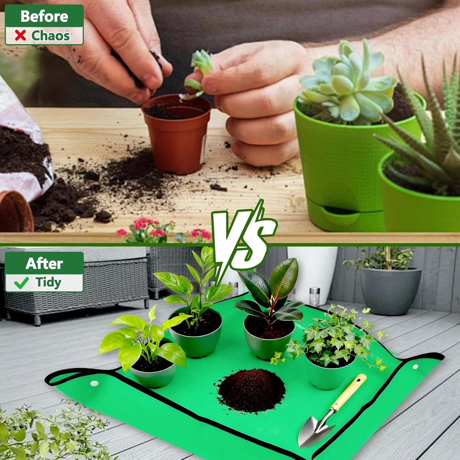 Repotting Mat for Indoor Plant Transplanting and Mess Control, Thickened Waterproof Potting Tray Foldable Succulent Potting Mat Portable Gardening Mat Garden Gifts for Women & Men, 27"x 27"