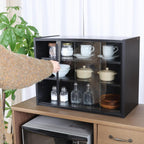 不二貿易(Fujiboeki) Fuji Boeki 99699 Cupboard, Kitchen Storage, Width 23.6 x Depth 11.4 x Height 17.3 inches (60 x 29 x 44 cm), Black Glass Door, Movable Shelf, Assembly
