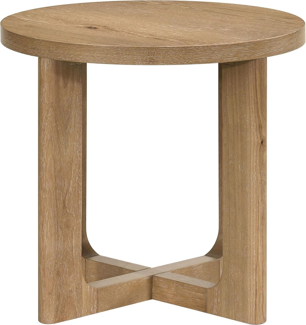 Coaster Home Furnishings - Kessler - Wood - End Table with Circular Surface, Cross Bracing, and Thick Top - Living Room - 23.5-Inch - Light Oak - 735987