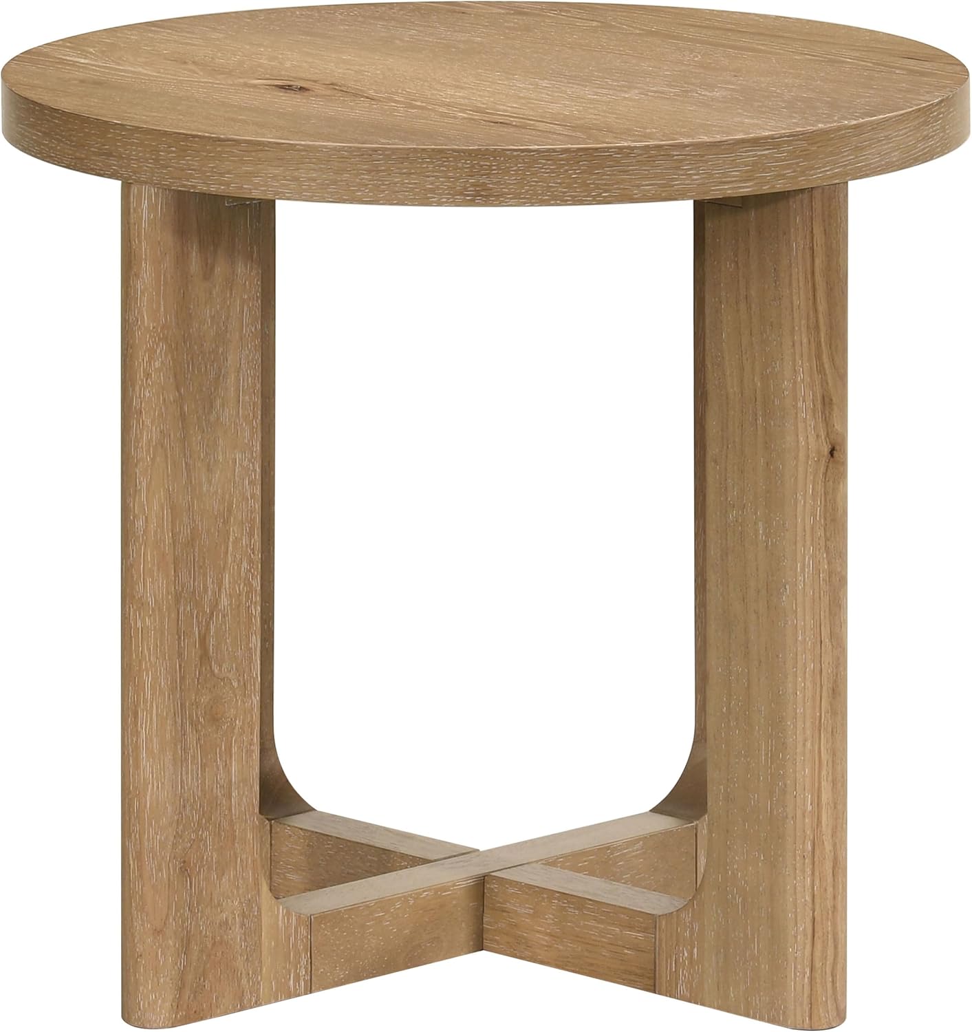 Coaster Home Furnishings - Kessler - Wood - End Table with Circular Surface, Cross Bracing, and Thick Top - Living Room - 23.5-Inch - Light Oak - 735987