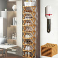 2026 New The 9-Tier No-Assembly Bamboo Rack for Shoes, Foldable 6/7/9 Tier Bamboo Shoe Rack, The End of Your Entryway/Closet/Dorm Shoe Pile, Space-Saving (Nature 9 Layers)