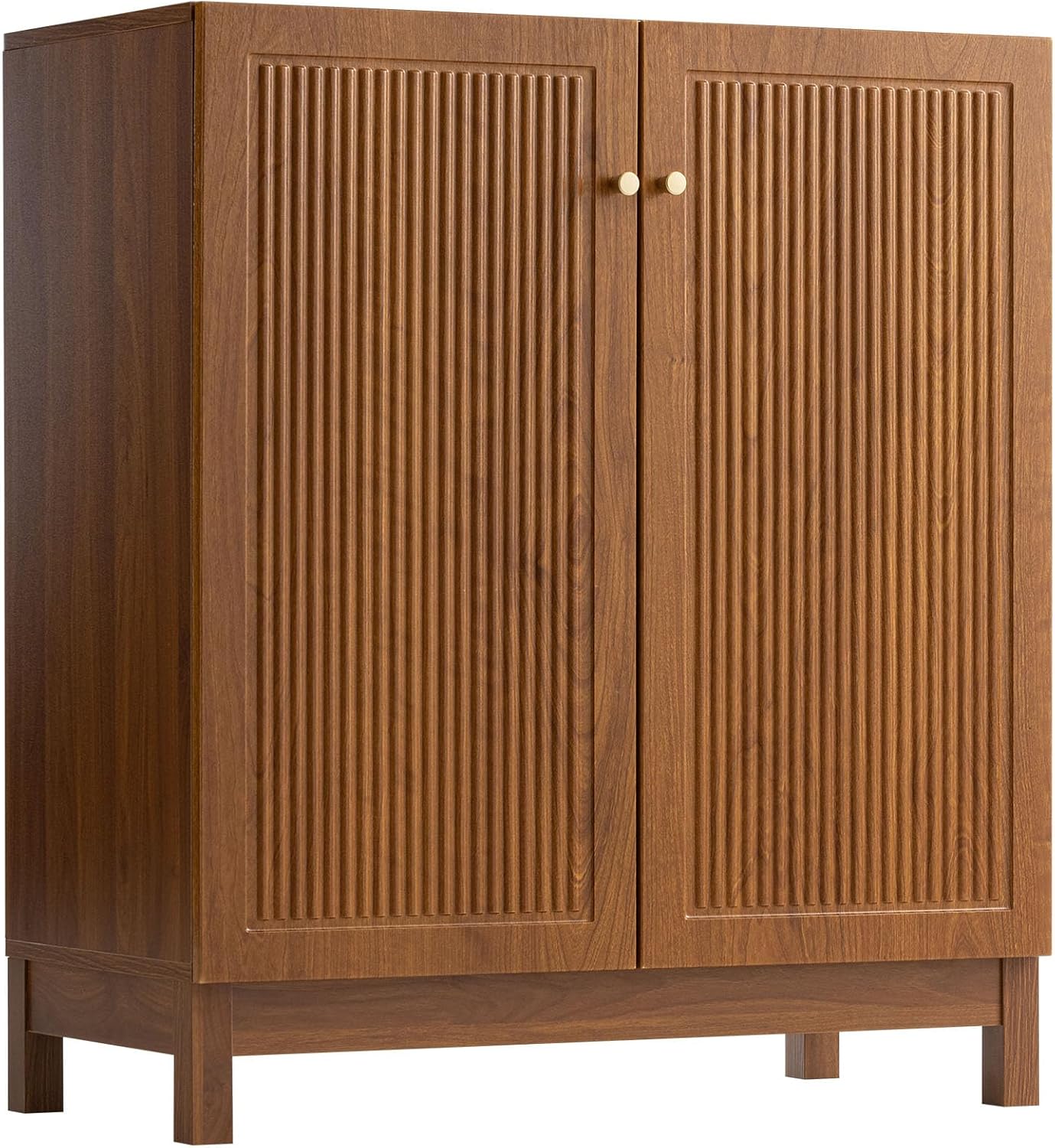 SUNBURY Fluted Cabinet with Storage, Mid Century Modern Accent Cabinet with 2 Doors, Sideboard Buffet with Adjustable Shelves for Living Room, Kitchen, Entryway