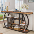 63" Narrow Console Table with Storage, 4-Tier Sofa Table Behind Couch, Industrial Entryway Accent Table with Metal Frame for Living Room, Hallway, Foyer