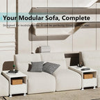Rresyet Modular Sofa Console with Storage, Adjustable Height Side Table with Drawer & Open Shelf, 15.8" Narrow End Table for Sectional Sofa Couch (1, White, with Drawer)