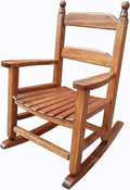 K081NT Durable Natural Child’s Wood Porch Rocker/Outdoor Rocking Chair - Indoor or Outdoor - Suitable for 3-7 Years Old
