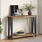 ChooChoo Farmhouse Console Table, Narrow Sofa Table for Entryway, 40 Inch | Rustic Entryway Table for Living Room, Hallway, Rustic Oak & Black