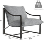 GarveeHome Sling Accent Chair, Mid Century Modern Chair, Sturdy Metal Frame with Removable Cushion, Comfortable Armchair for Living Room, Bedroom, or Reading Nook, Gray