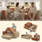 Acanva Modular Kids Play Couch for Playroom Bedroom, Children Sectional Sofa Bed, Toddler Furniture, Convertible Floor Cushion, Mix-Color