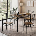 Vipbear Kitchen Dining Table Set for 4, 5-Piece Kitchen Table Set,Dining Room Table Sets,Rectangular Kitchen Table Set with 4 Chairs for Small Space, Dinette,Apartment,Rustic Brown