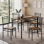 Vipbear Kitchen Dining Table Set for 4, 5-Piece Kitchen Table Set,Dining Room Table Sets,Rectangular Kitchen Table Set with 4 Chairs for Small Space, Dinette,Apartment,Rustic Brown