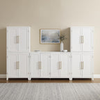 Crosley Furniture Roarke 3-Piece Modern Sideboard Buffet Cabinet and Kitchen Storage Pantry Set, White