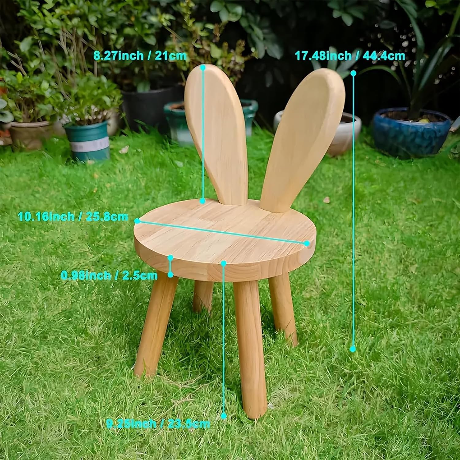 Bunny Chair for Ages 1.5-4 - Small Toddler Wooden Chair with 9.25" Seat Height, Solid Wood Rabbit Stool for Nursery, Playroom & Low Tables, Mini Kids Furniture - 1 Pack