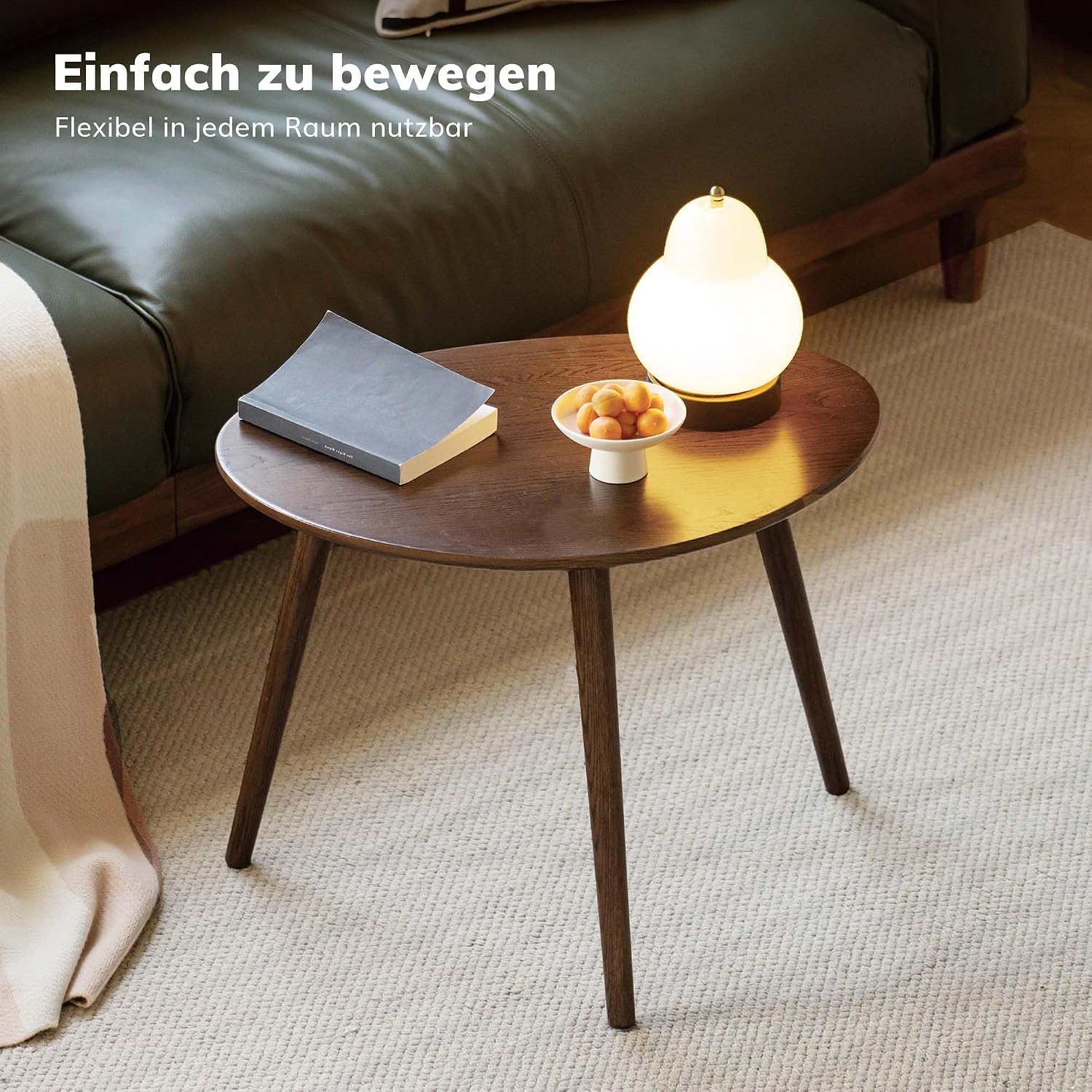 Small Oval Coffee Table, Solid Oak Pebble Table for Small Spaces | Solid oak pebble-shaped table with rounded edges creates a stylish small coffee table for apartments, sofas and cozy spaces.